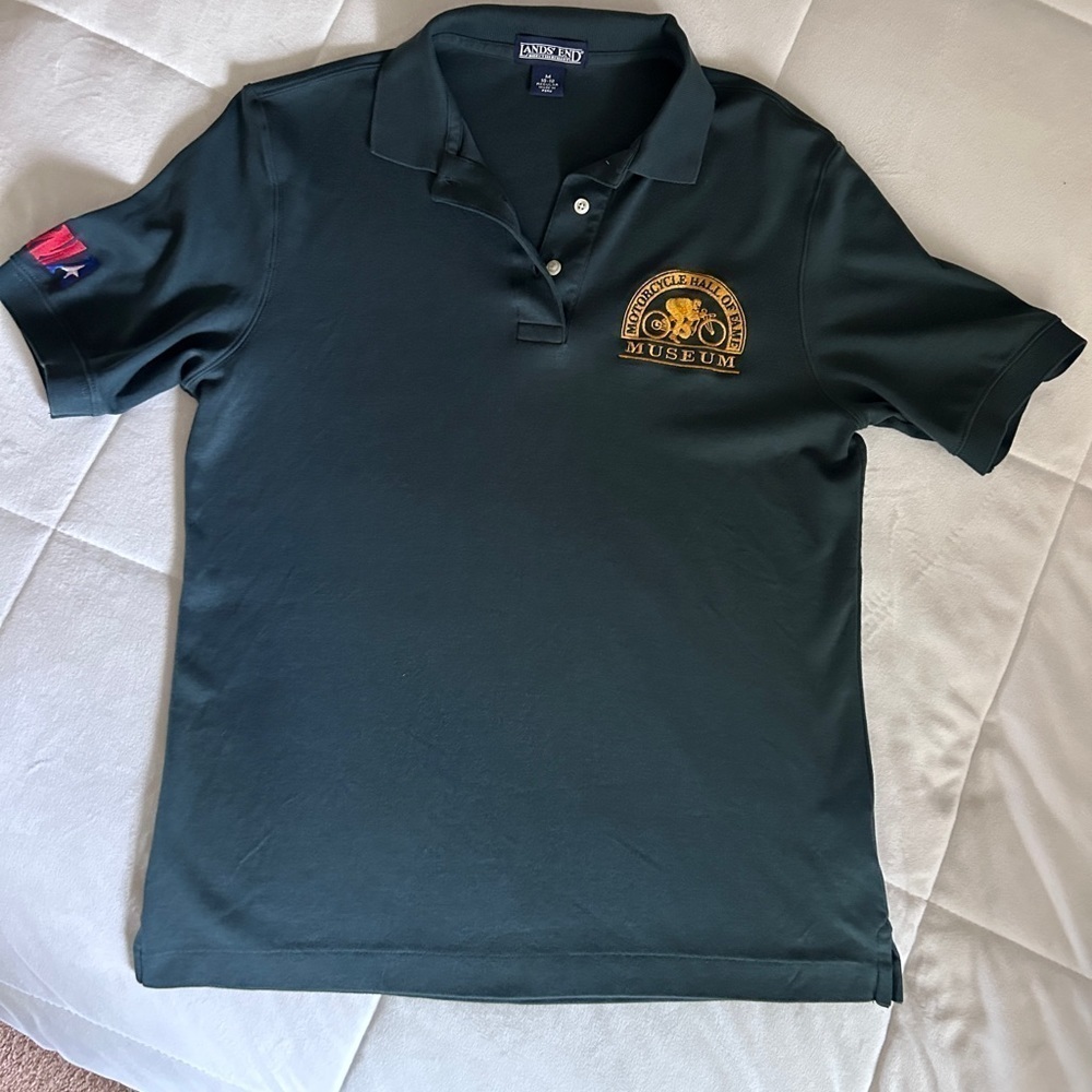 Lands End Motorcycle AMA Polo Shirt Sz M American Motorcycle Hall of Fame Logo - Picture 1 of 11